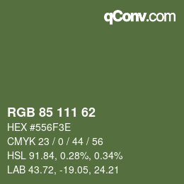 Color code: RGB 85 111 62 | qconv.com