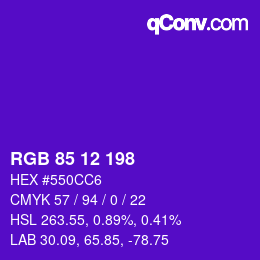 Código de color: RGB 85 12 198 | qconv.com