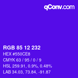 Código de color: RGB 85 12 232 | qconv.com