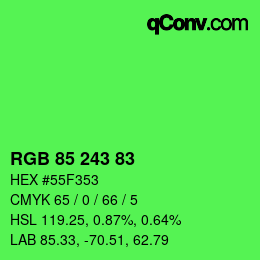 Código de color: RGB 85 243 83 | qconv.com