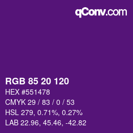 Código de color: RGB 85 20 120 | qconv.com