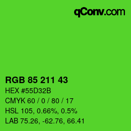 Farbcode: RGB 85 211 43 | qconv.com