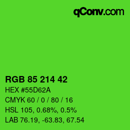 Code couleur: RGB 85 214 42 | qconv.com