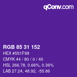 Color code: RGB 85 31 152 | qconv.com