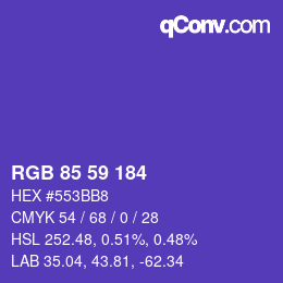 カラーコード: RGB 85 59 184 | qconv.com