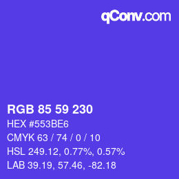 カラーコード: RGB 85 59 230 | qconv.com