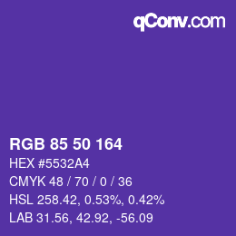 Color code: RGB 85 50 164 | qconv.com