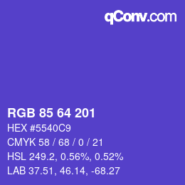 カラーコード: RGB 85 64 201 | qconv.com