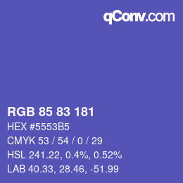 Color code: RGB 85 83 181 | qconv.com