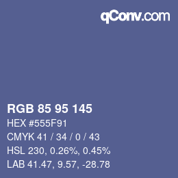 Código de color: RGB 85 95 145 | qconv.com