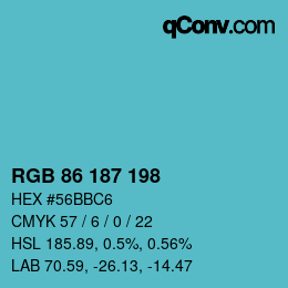 Code couleur: RGB 86 187 198 | qconv.com