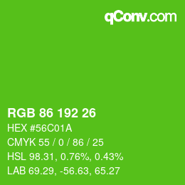 Color code: RGB 86 192 26 | qconv.com