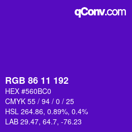 Farbcode: RGB 86 11 192 | qconv.com