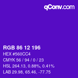 Code couleur: RGB 86 12 196 | qconv.com