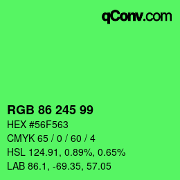 Color code: RGB 86 245 99 | qconv.com