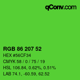 Code couleur: RGB 86 207 52 | qconv.com