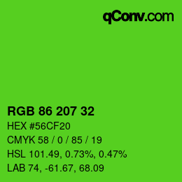 Code couleur: RGB 86 207 32 | qconv.com