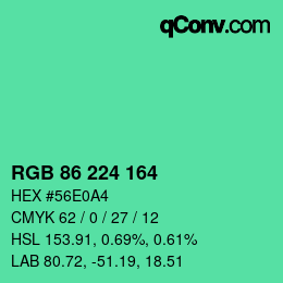 Farbcode: RGB 86 224 164 | qconv.com