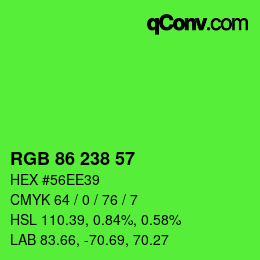 Color code: RGB 86 238 57 | qconv.com