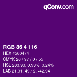 カラーコード: RGB 86 4 116 | qconv.com