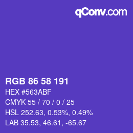 Color code: RGB 86 58 191 | qconv.com