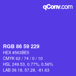 Color code: RGB 86 59 229 | qconv.com