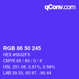 カラーコード: RGB 86 50 245 | qconv.com