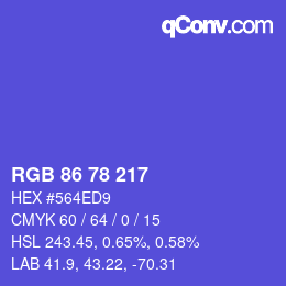 Code couleur: RGB 86 78 217 | qconv.com