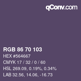 Farbcode: RGB 86 70 103 | qconv.com