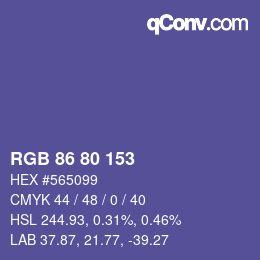 Color code: RGB 86 80 153 | qconv.com