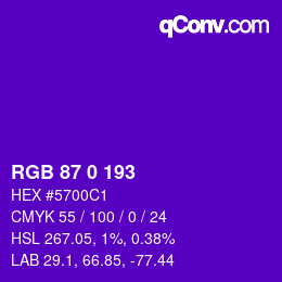 カラーコード: RGB 87 0 193 | qconv.com