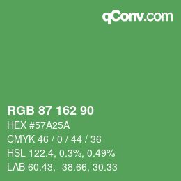 Color code: RGB 87 162 90 | qconv.com