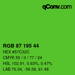 Color code: RGB 87 195 44 | qconv.com