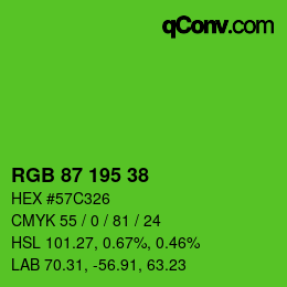 Farbcode: RGB 87 195 38 | qconv.com