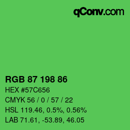 Código de color: RGB 87 198 86 | qconv.com