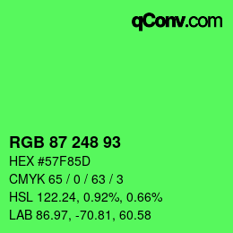 Farbcode: RGB 87 248 93 | qconv.com