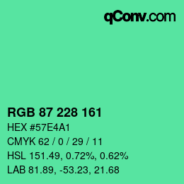 Farbcode: RGB 87 228 161 | qconv.com