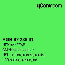 Color code: RGB 87 238 91 | qconv.com