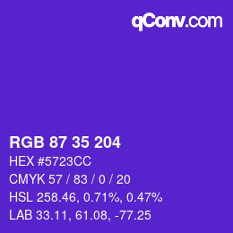 カラーコード: RGB 87 35 204 | qconv.com