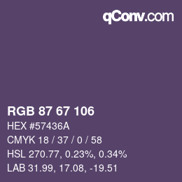 Código de color: RGB 87 67 106 | qconv.com