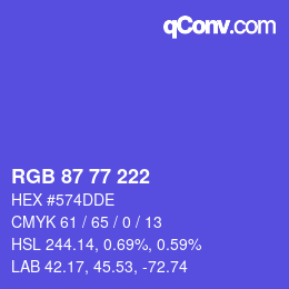 Color code: RGB 87 77 222 | qconv.com