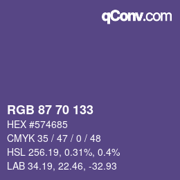 Color code: RGB 87 70 133 | qconv.com