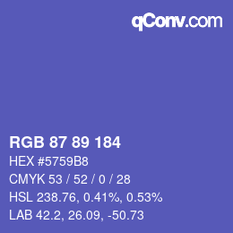 Color code: RGB 87 89 184 | qconv.com