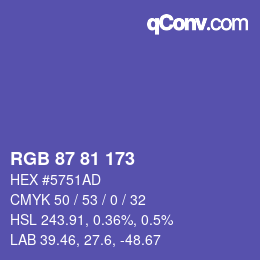 Code couleur: RGB 87 81 173 | qconv.com