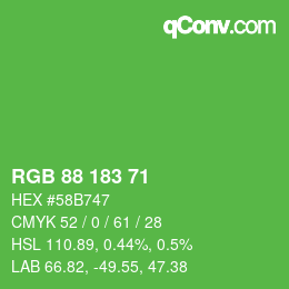 Código de color: RGB 88 183 71 | qconv.com