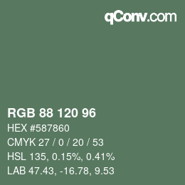 Color code: RGB 88 120 96 | qconv.com