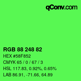 Code couleur: RGB 88 248 82 | qconv.com