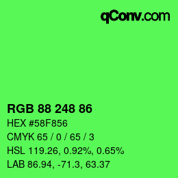 Color code: RGB 88 248 86 | qconv.com