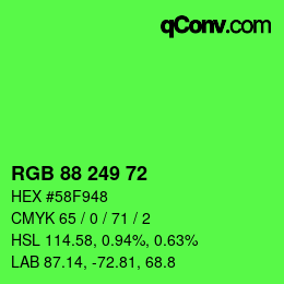 Color code: RGB 88 249 72 | qconv.com