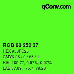 Código de color: RGB 88 252 37 | qconv.com